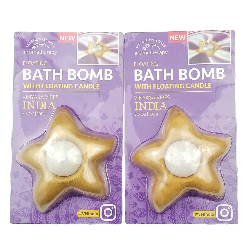 2x Village Naturals Aromatherapy Bath Bomb with Floating Candle‎ 3.5 oz Each
